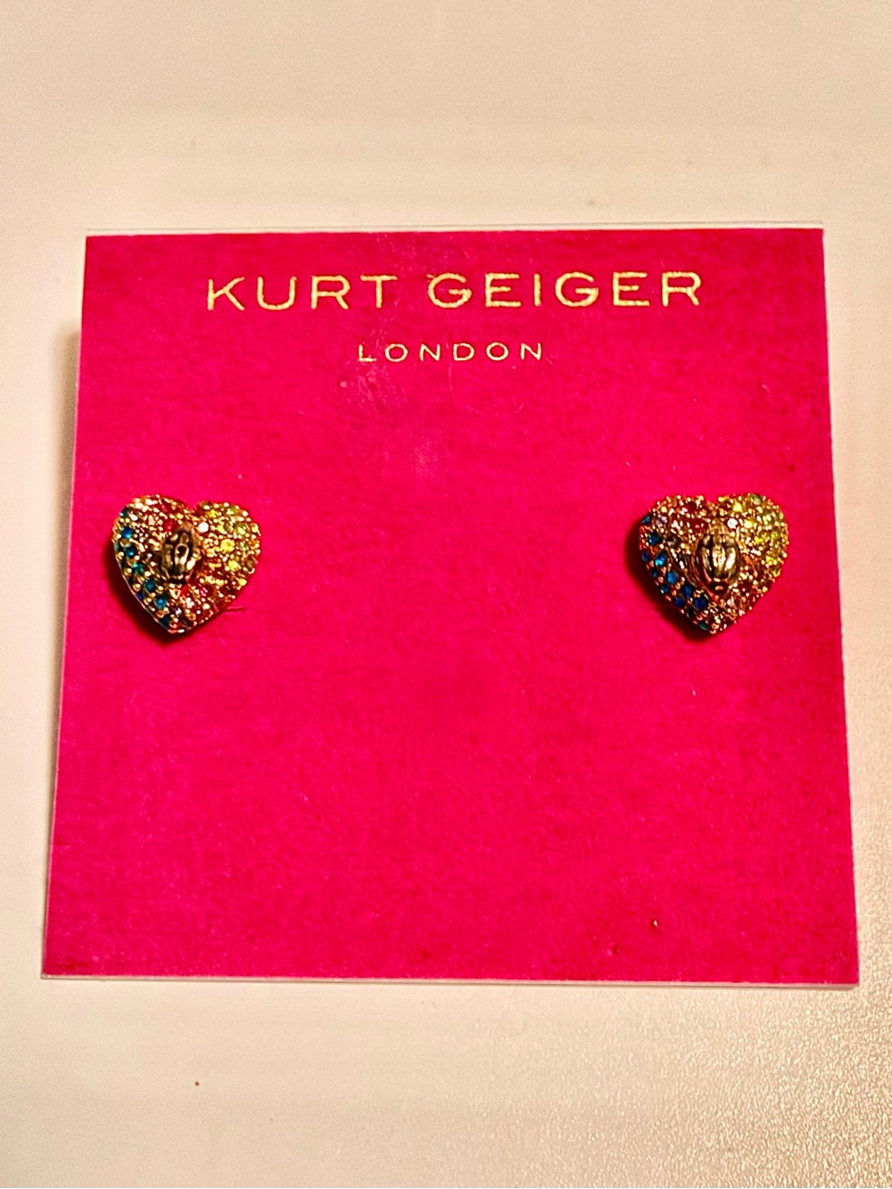Kurt Geiger Gold Heart Crystal Earrings